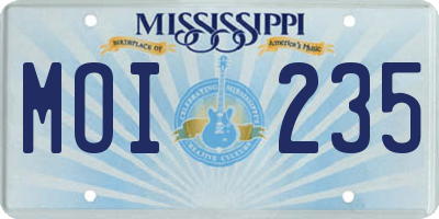 MS license plate MOI235