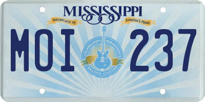 MS license plate MOI237