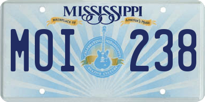 MS license plate MOI238