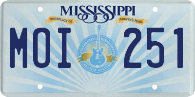 MS license plate MOI251