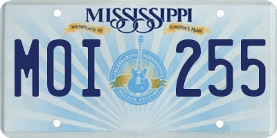 MS license plate MOI255
