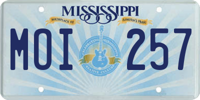 MS license plate MOI257