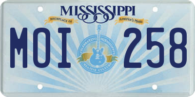 MS license plate MOI258