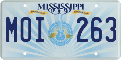 MS license plate MOI263