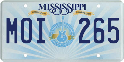 MS license plate MOI265