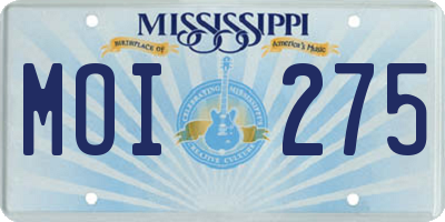 MS license plate MOI275