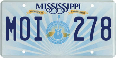MS license plate MOI278