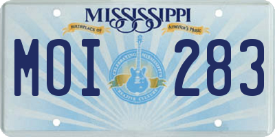 MS license plate MOI283