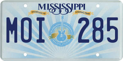 MS license plate MOI285