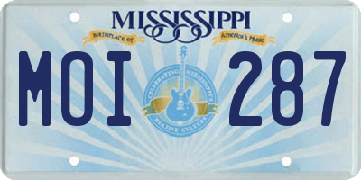 MS license plate MOI287