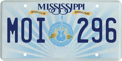 MS license plate MOI296