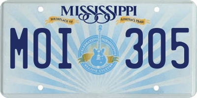 MS license plate MOI305