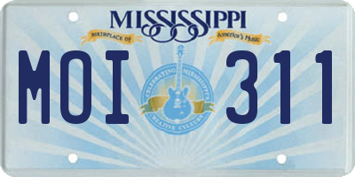 MS license plate MOI311