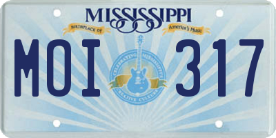 MS license plate MOI317