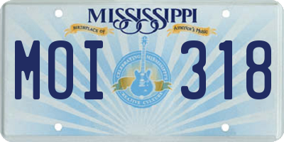 MS license plate MOI318