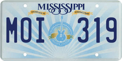 MS license plate MOI319