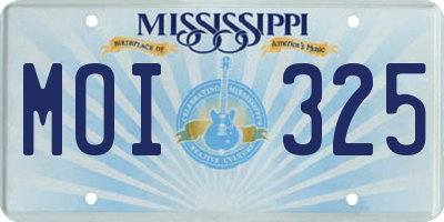MS license plate MOI325