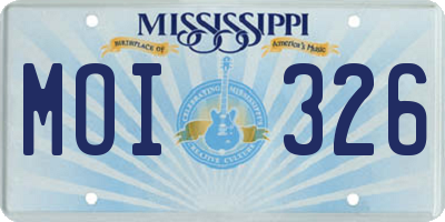 MS license plate MOI326
