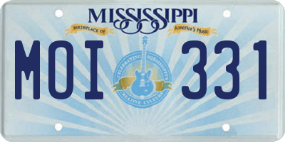 MS license plate MOI331