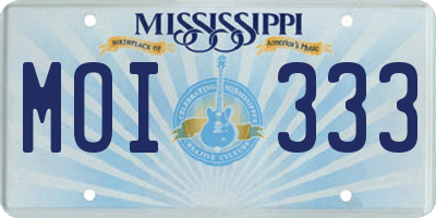 MS license plate MOI333