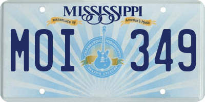 MS license plate MOI349