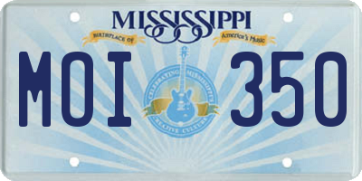 MS license plate MOI350
