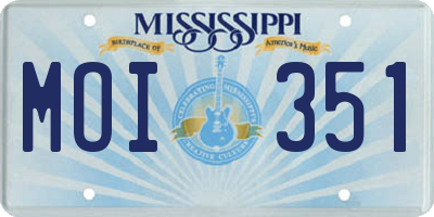 MS license plate MOI351
