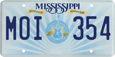 MS license plate MOI354