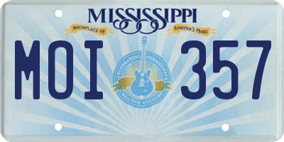 MS license plate MOI357