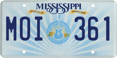 MS license plate MOI361
