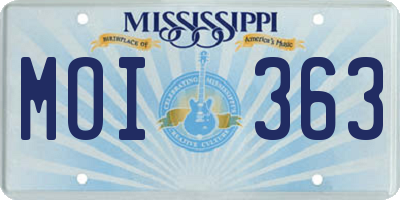 MS license plate MOI363