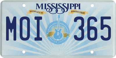 MS license plate MOI365