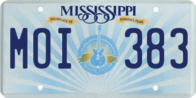 MS license plate MOI383