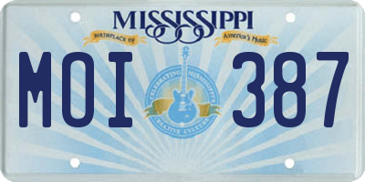 MS license plate MOI387