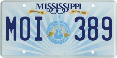 MS license plate MOI389