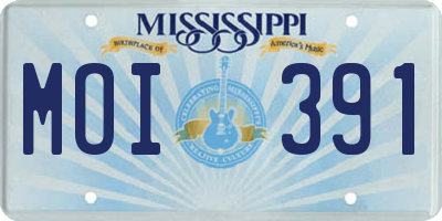MS license plate MOI391