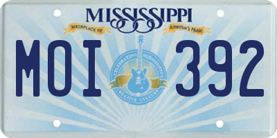 MS license plate MOI392