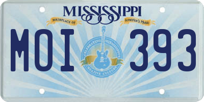 MS license plate MOI393