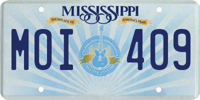 MS license plate MOI409