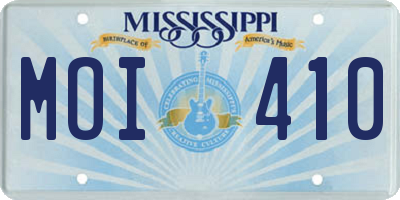 MS license plate MOI410
