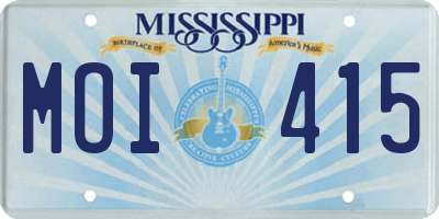 MS license plate MOI415