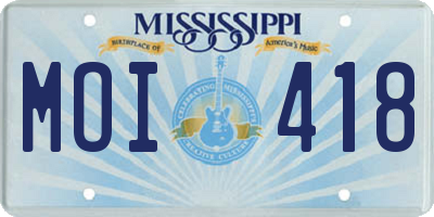 MS license plate MOI418