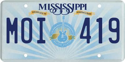 MS license plate MOI419
