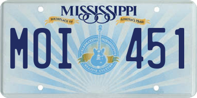 MS license plate MOI451