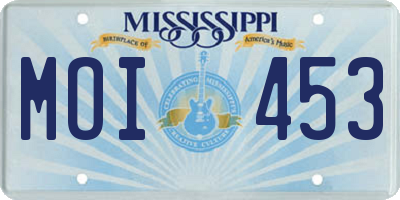 MS license plate MOI453