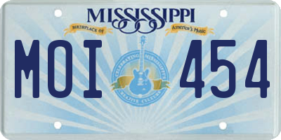 MS license plate MOI454