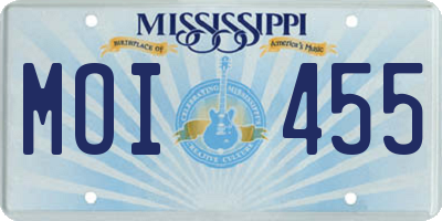 MS license plate MOI455