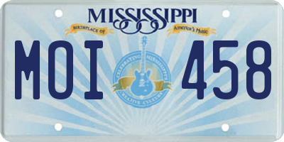 MS license plate MOI458