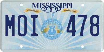 MS license plate MOI478