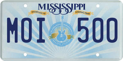 MS license plate MOI500
